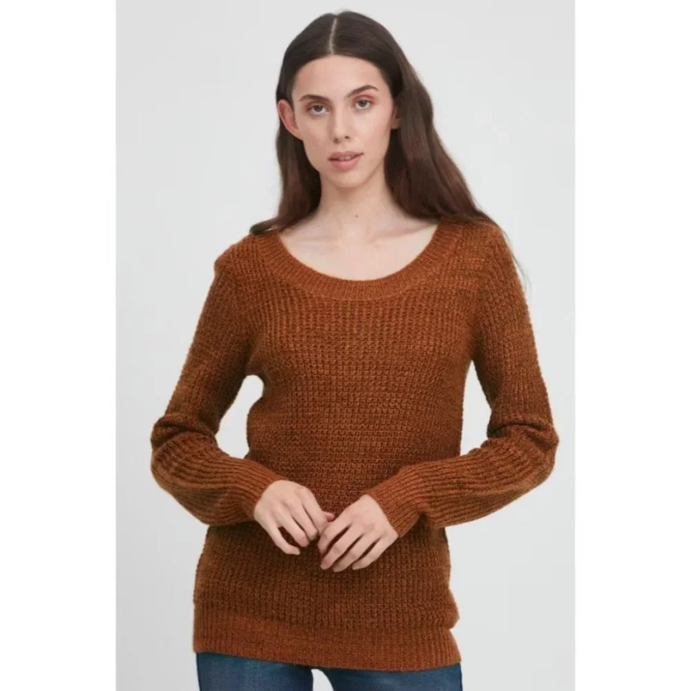 ICHI Ihodansa Rust / Ginger / Orange Long Sleeve Thick Waffle Knit Sweater LG - Picture 16 of 16